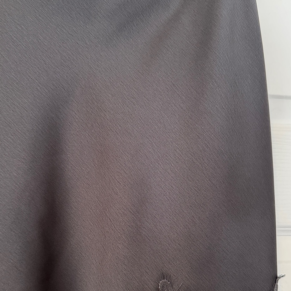 Zara Elegant Dark Gray Lace Trim Asymmetrical Skirt with Side Zip - Size L NWT - Picture 16 of 17